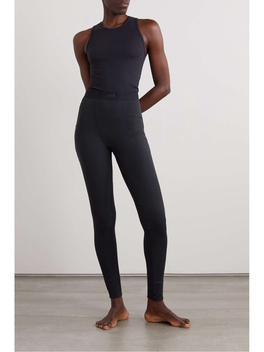 SKIMS Black Ribbed High-Waist Leggings